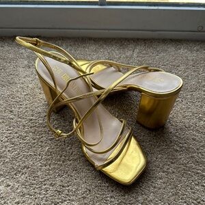 Gold Strappy Platform Heels